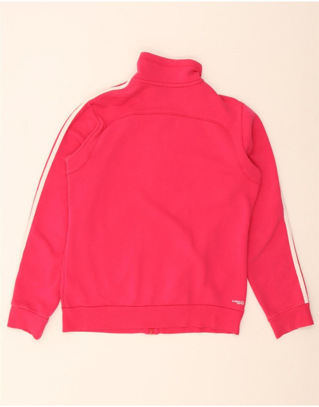 Adidas Womens Tracksuit Top Jacket UK 12/14 Médio Rosa Algodão
