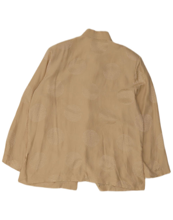 Blusa feminina balão com estampa abstrata IT 42 seda bege médio