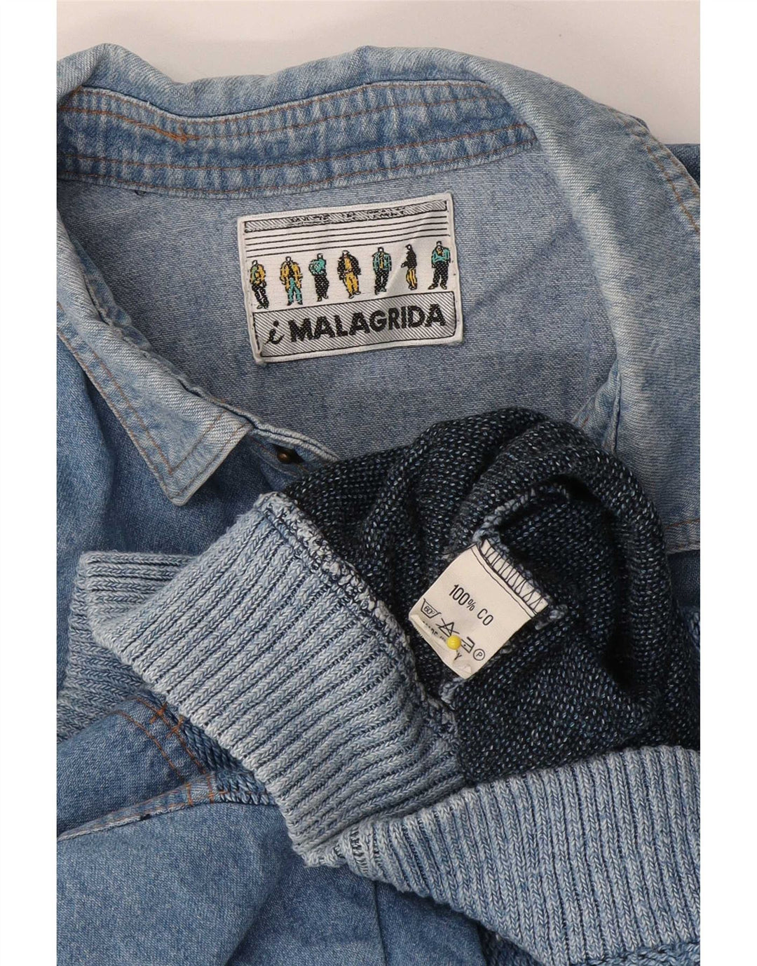 Suéter masculino Malagrida com gola polo e algodão azul médio