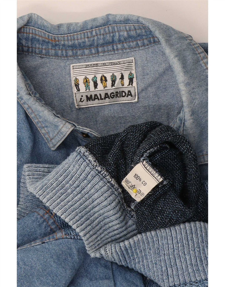 Suéter masculino Malagrida com gola polo e algodão azul médio