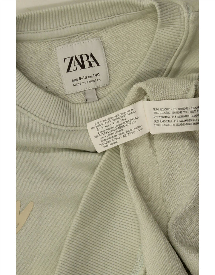 Zara Boys Graphic Sweatshirt Jumper 9-10 Anos Algodão Verde