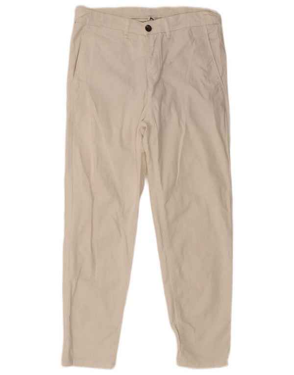 Zara Mens Cargo Slim Chino Calças EU 38 Pequeno W30 L26 Algodão Branco