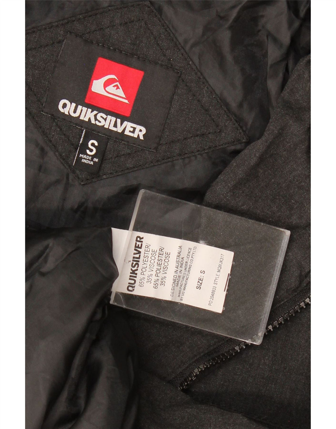 Jaqueta bomber militar masculina QUIKSILVER Reino Unido 36 poliéster cinza pequeno