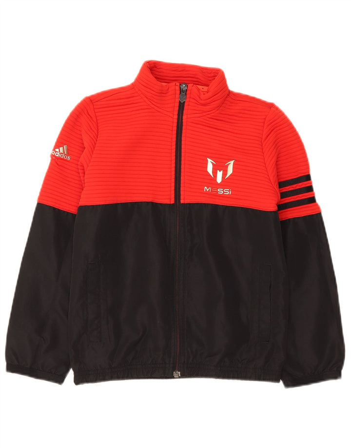 Adidas Meninos MESSI Graphic Tracksuit Top Jacket 7-8 Anos Vermelho Colorblock