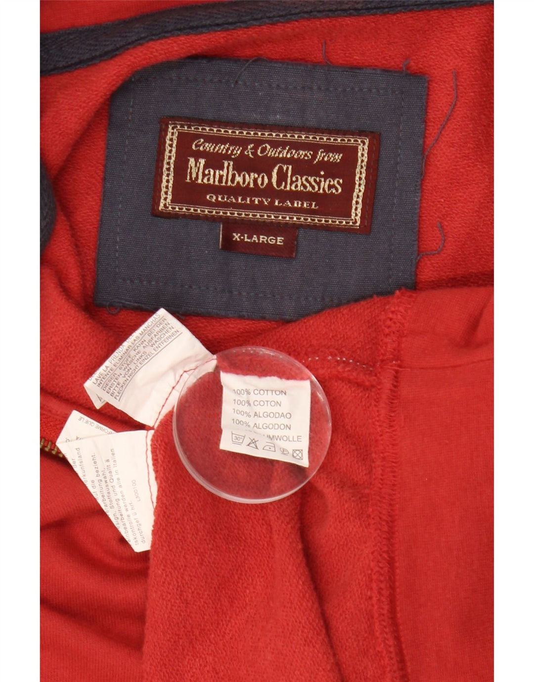 MARLBORO CLASSICS Moletom masculino com zíper e gola XL algodão vermelho