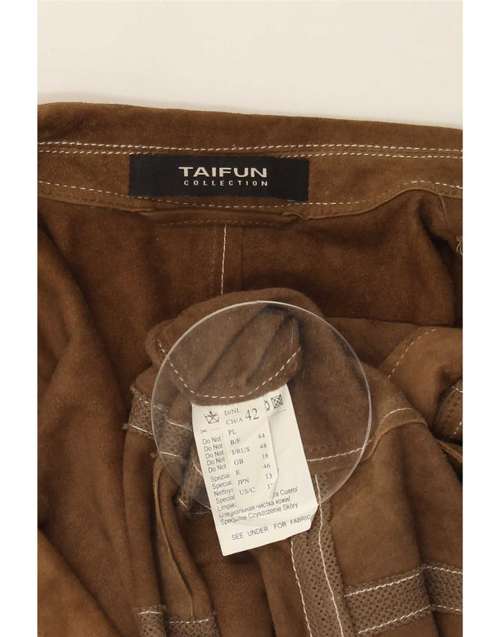 Taifun jaqueta blazer feminina de camurça Reino Unido 16 couro marrom grande