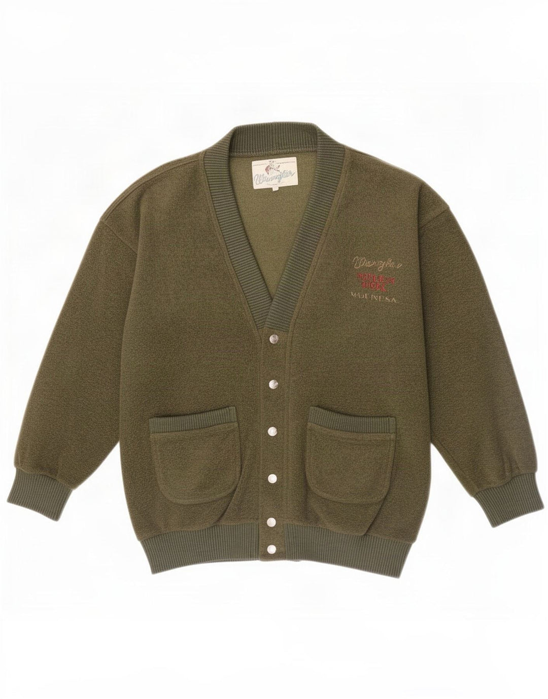 Suéter cardigã masculino Wrangler poliéster verde médio