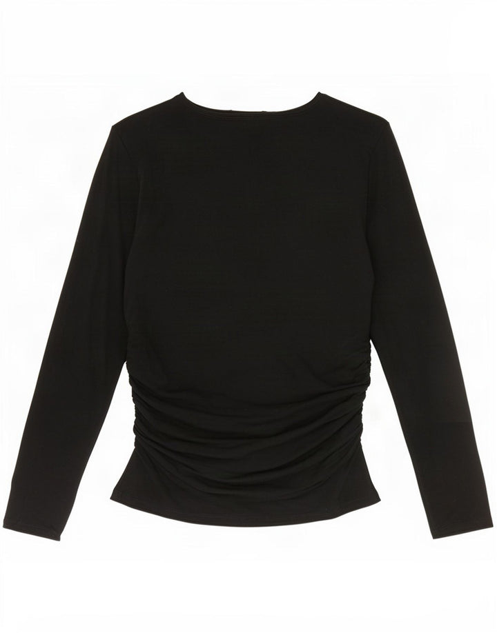 Top feminino Marks & Spencer manga comprida Reino Unido 14 grande acrílico preto