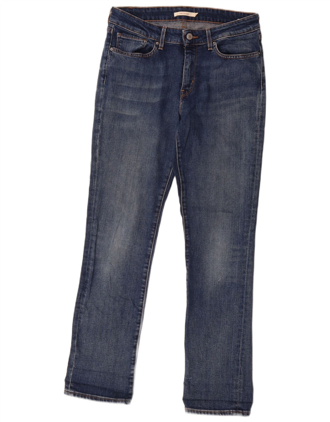 Calça jeans feminina Levi's 714 Straight W30 L30 azul algodão