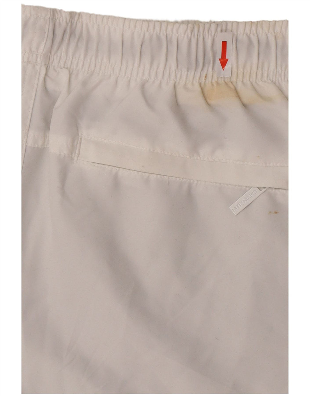 Shorts de natação masculino Calvin Klein gráfico médio branco colorblock