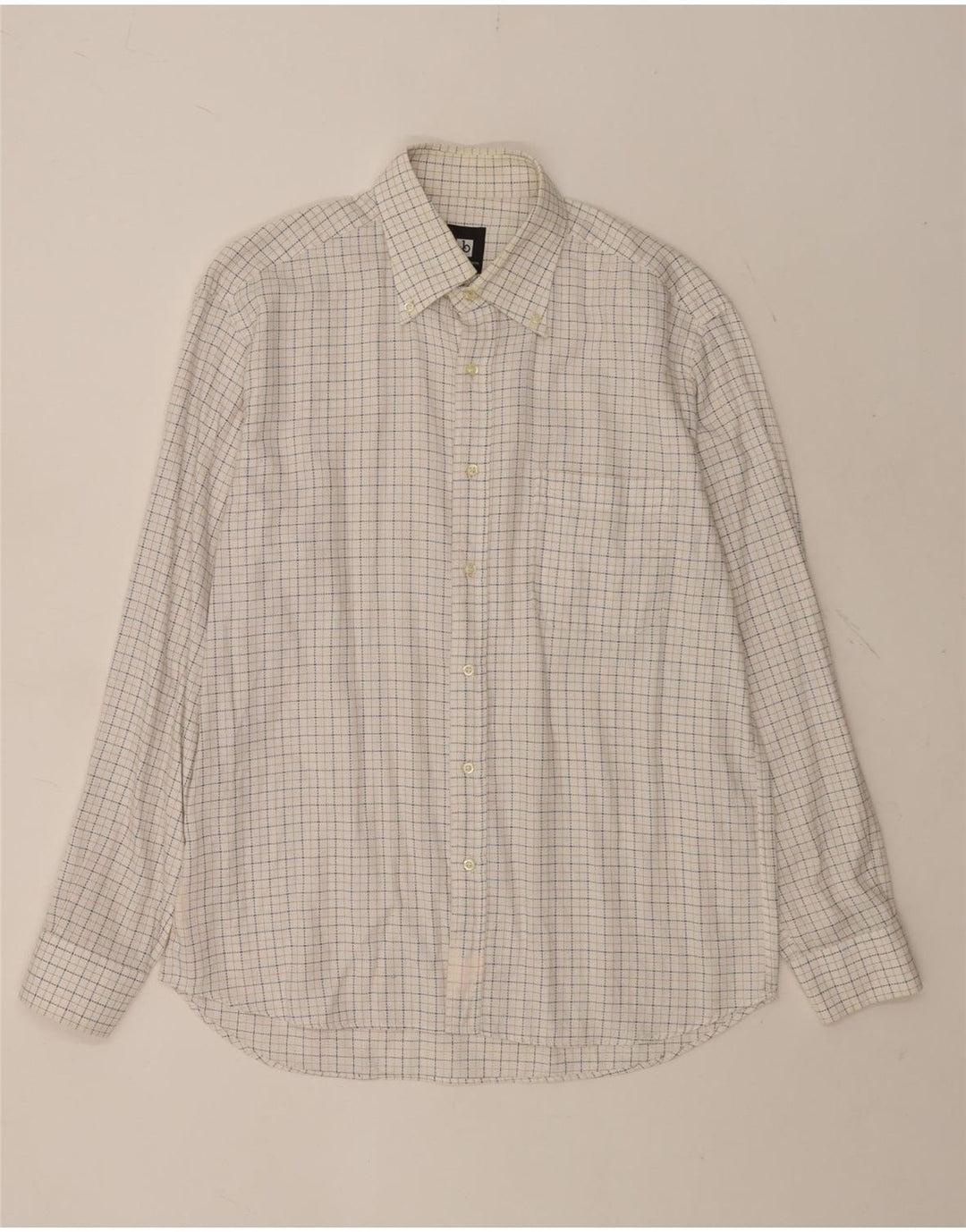 Camisa masculina ROCCOBAROCCO tamanho 41 16 grande algodão xadrez branco
