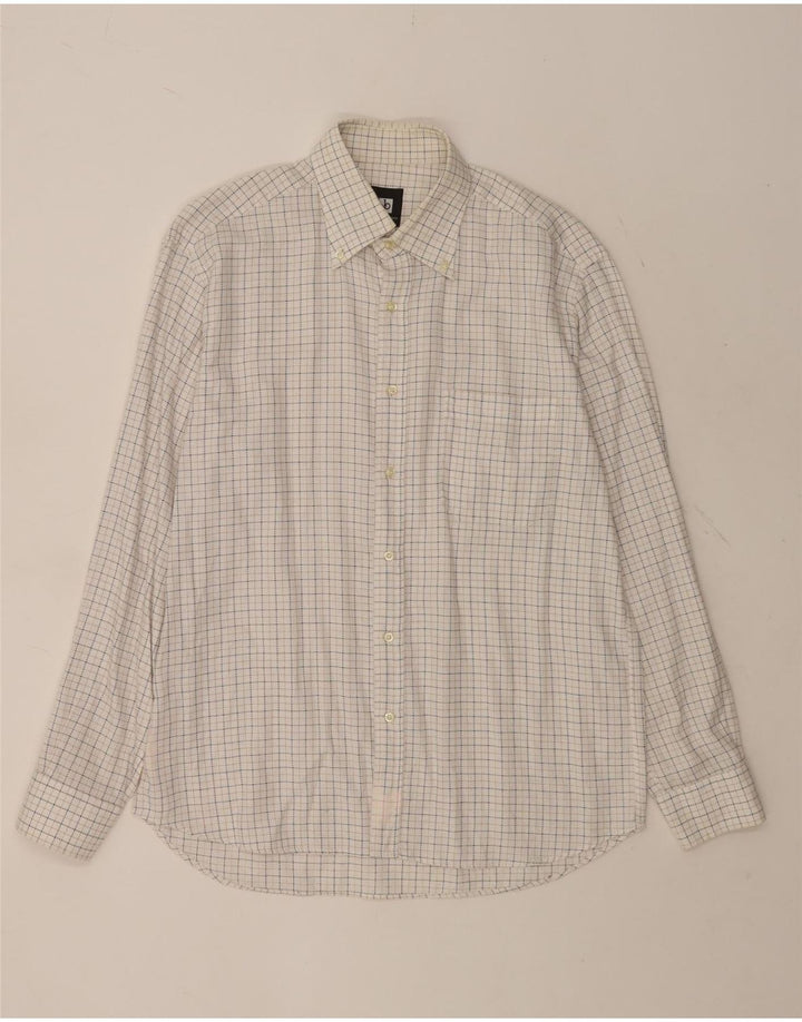 Camisa masculina ROCCOBAROCCO tamanho 41 16 grande algodão xadrez branco