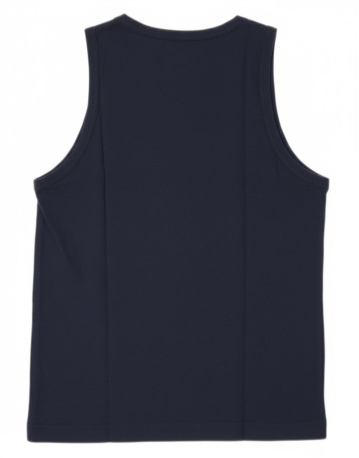 Asics Womens Vest Top UK 12 Médio Azul Marinho Algodão