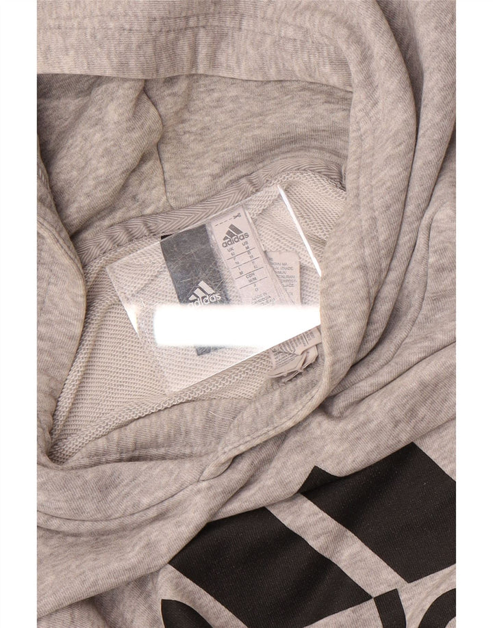 Adidas Mens Graphic Hoodie Jumper Médio Cinza Algodão Flecked