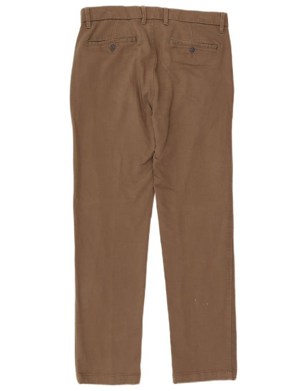 Calça chino reta masculina Marks & Spencer W32 L31 algodão marrom