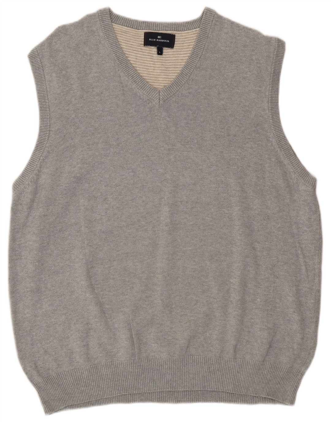 Regata masculina Marks & Spencer Blue Harbor com decote em V, grande cinza