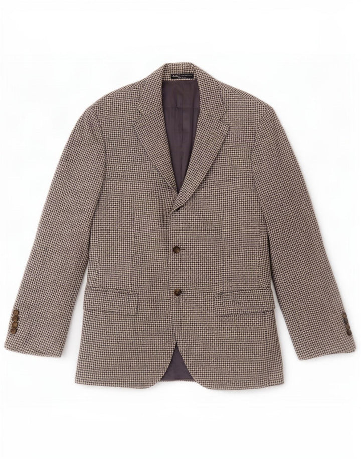 Jaqueta Blazer Masculina Polo Ralph Lauren com 3 Botões Reino Unido 40 Médio Azul Houndstooth