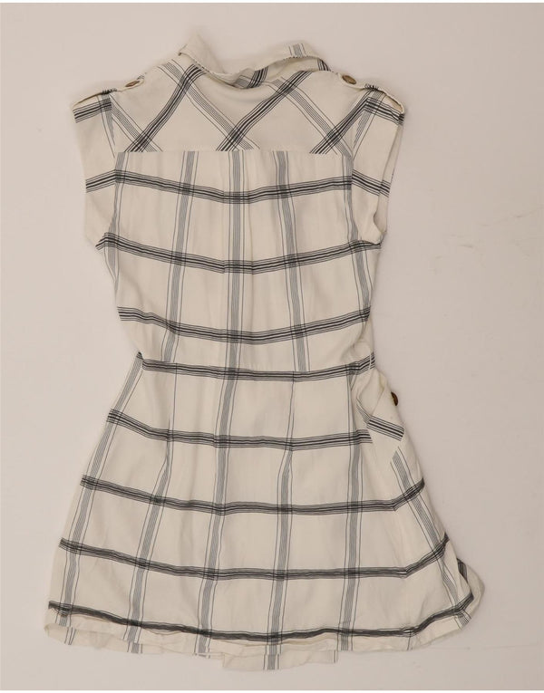 Vestido camisa feminino sem mangas Karen Millen UK 10 pequeno branco xadrez viscose