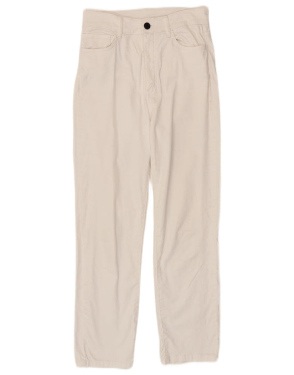 Calça feminina reta casual Massimo Dutti EU 36 XS W26 L26 algodão branco