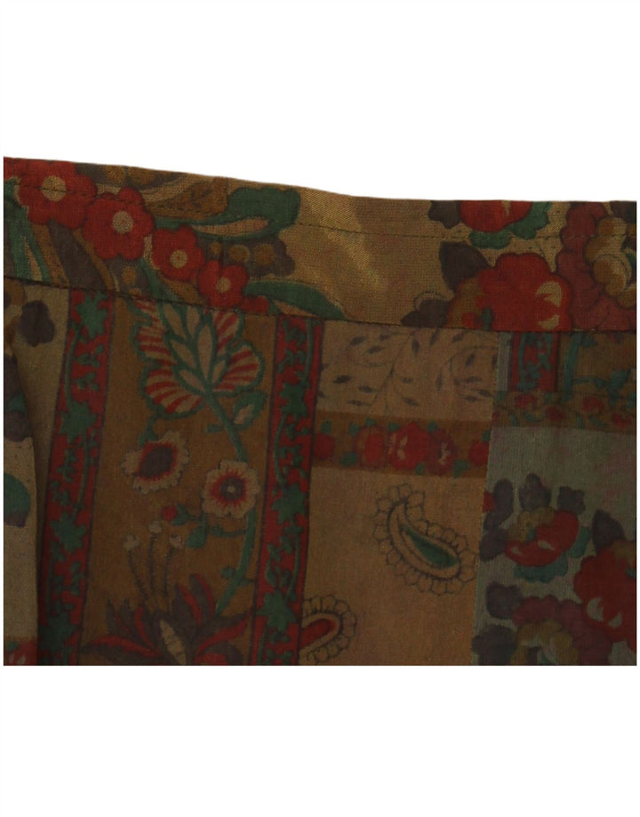 Saia midi feminina VINTAGE W32 grande patchwork cáqui