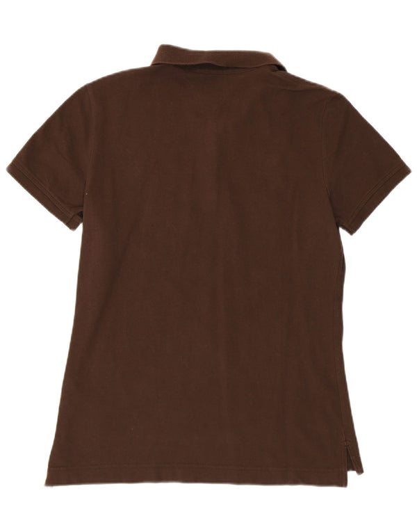 Camisa polo feminina TOMMY HILFIGER Classic Fit Reino Unido 12 algodão marrom médio