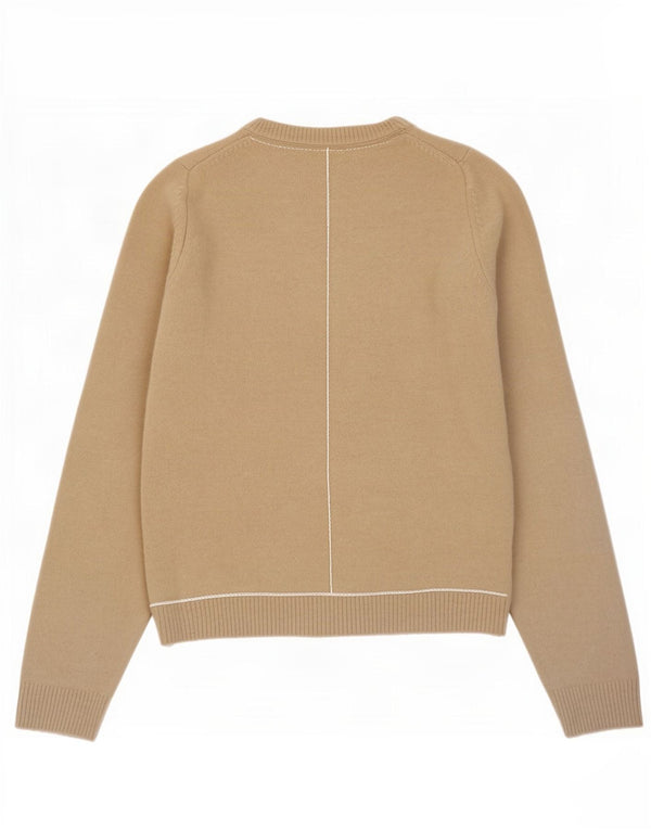 Suéter feminino Zara com gola redonda Reino Unido 12 acrílico bege médio