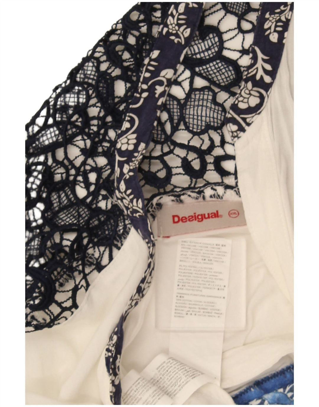 Blusa feminina Desigual UK 20 2XL branca patchwork viscose