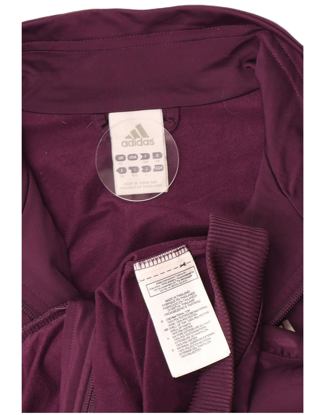 Adidas Womens Full Tracksuit UK 12 Médio Roxo Poliéster