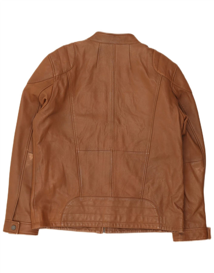 Jaqueta masculina de couro para motociclista Bruno Banani Reino Unido 44 2XL marrom
