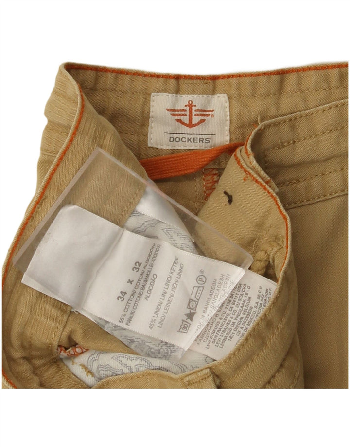 DOCKERS Calça Chino Masculina Reta W34 L32 Algodão Bege
