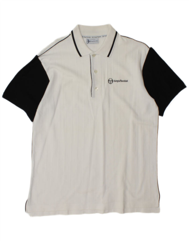 Camisa polo masculina Sergio Tacchini médio branco algodão colorblock