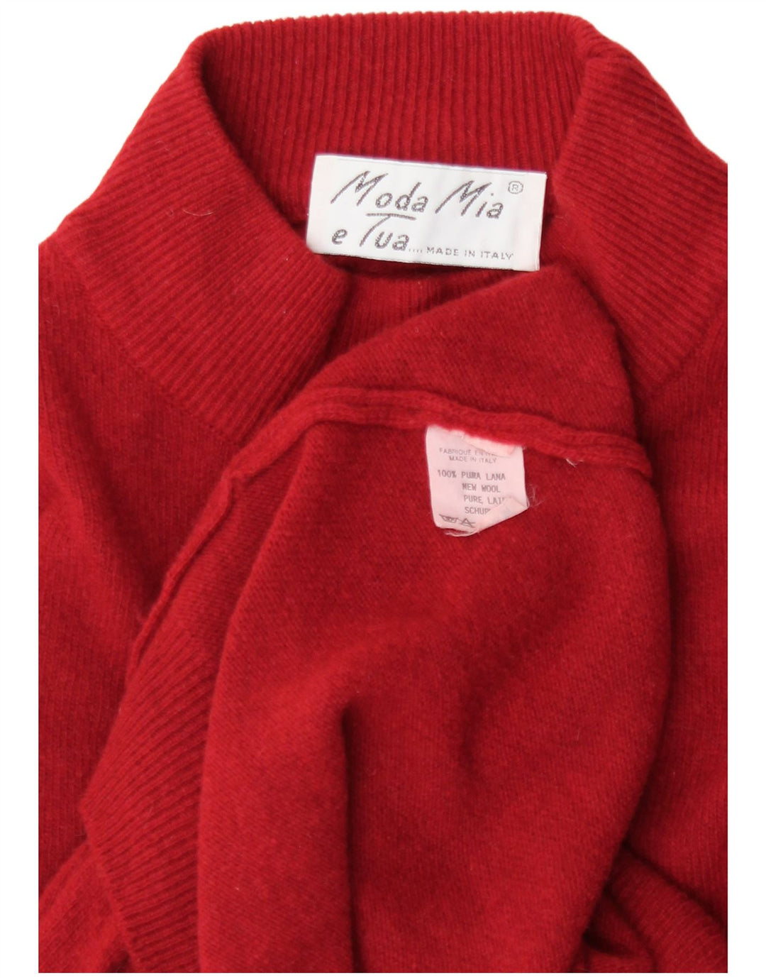 Suéter feminino vintage com gola tartaruga Reino Unido 18 XL vermelho lã nova