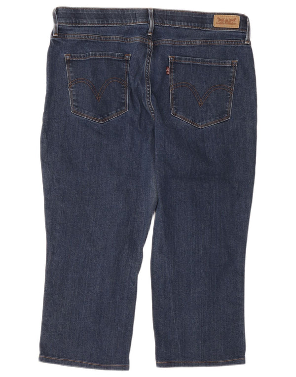 Calça jeans feminina Levi's 525 cintura alta capri reta US 14 XL W34 L20 azul