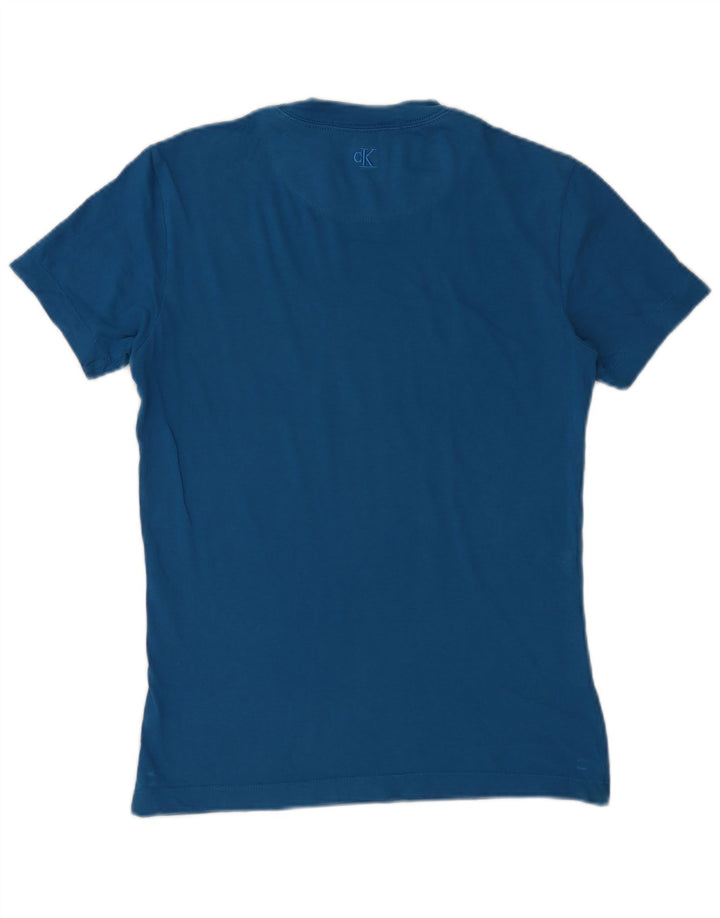 Calvin Klein Jeans Camiseta masculina gráfica top pequeno azul