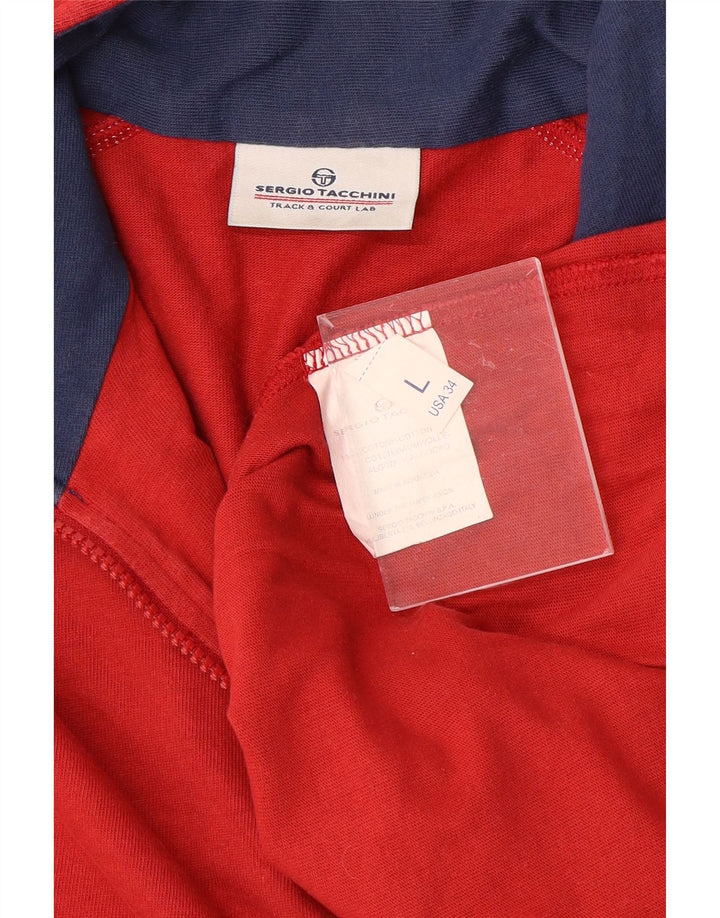 SERGIO TACCHINI Pulôver masculino com gola e zíper gráfico top grande vermelho