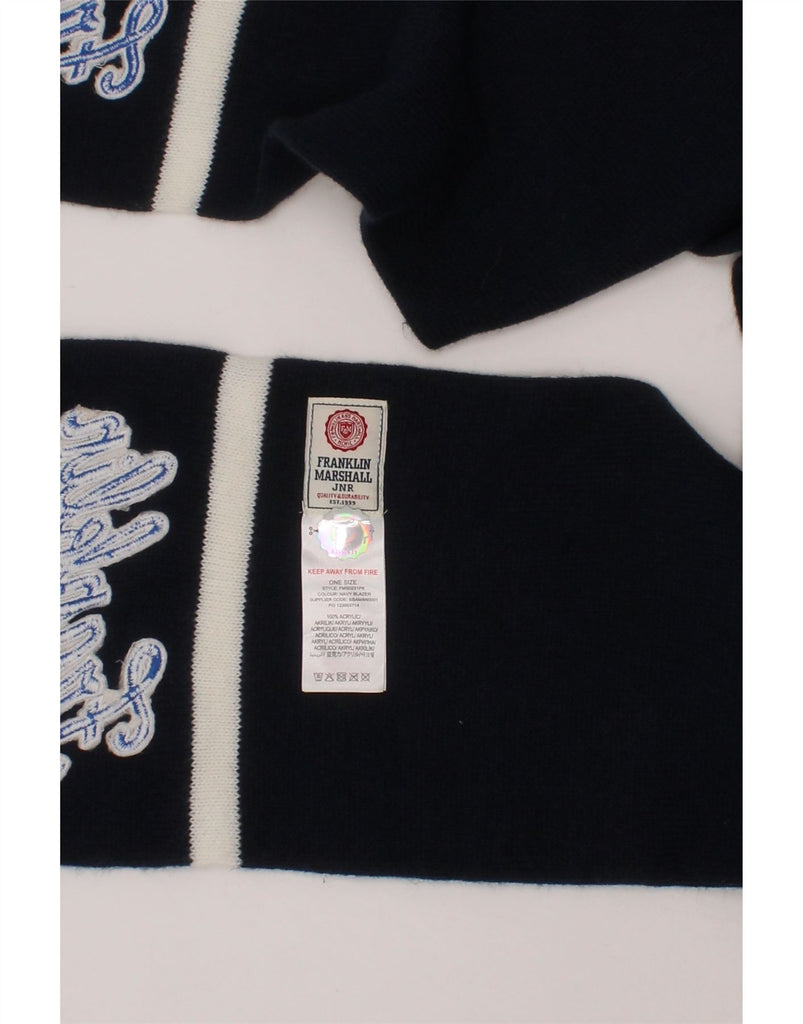 FRANKLIN MARSHALL Boys Knit Graphic Scarf One Size Navy Blue Striped Vintage Franklin Marshall and Second-Hand Franklin Marshall from Messina Hembry 