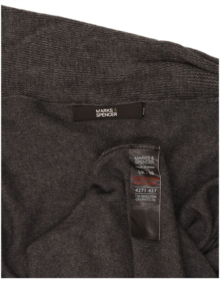 Marks & Spencer Suéter feminino Longline Open Cardigan Reino Unido 16 Grande Cinza
