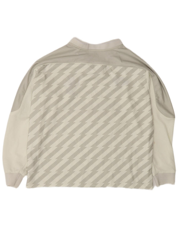 STWD Mens Loose Fit Gráfico Top Manga Longa Pequeno Off White Geométrico