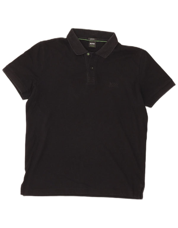Camisa polo masculina Hugo Boss Regular Fit preta média