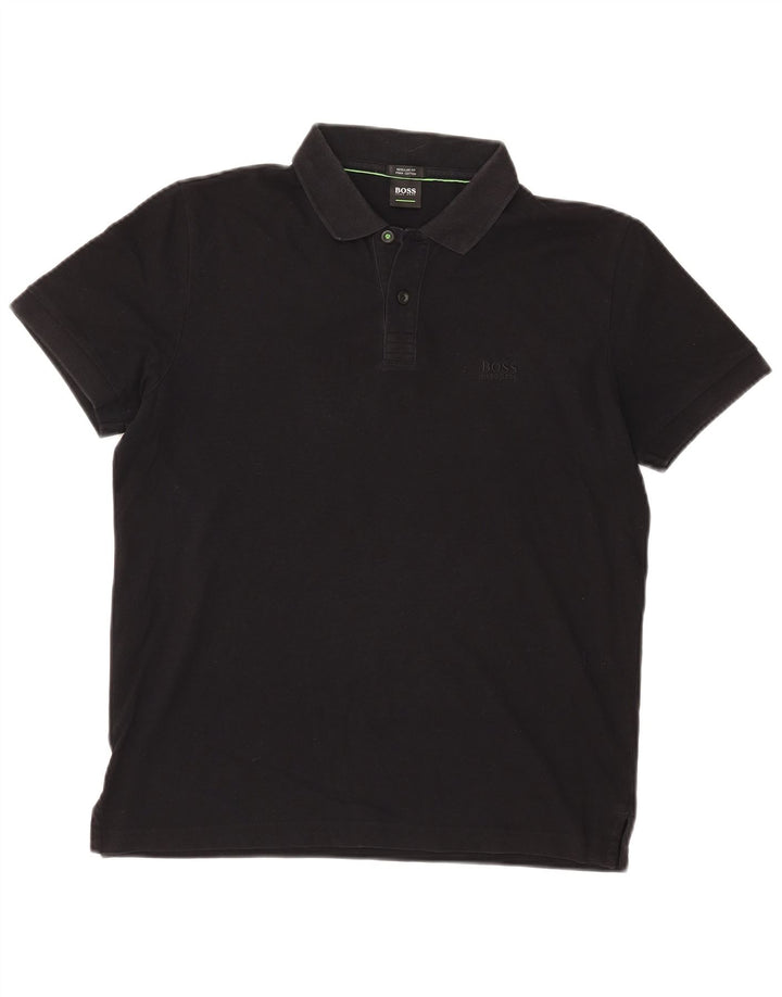 Camisa polo masculina Hugo Boss Regular Fit preta média