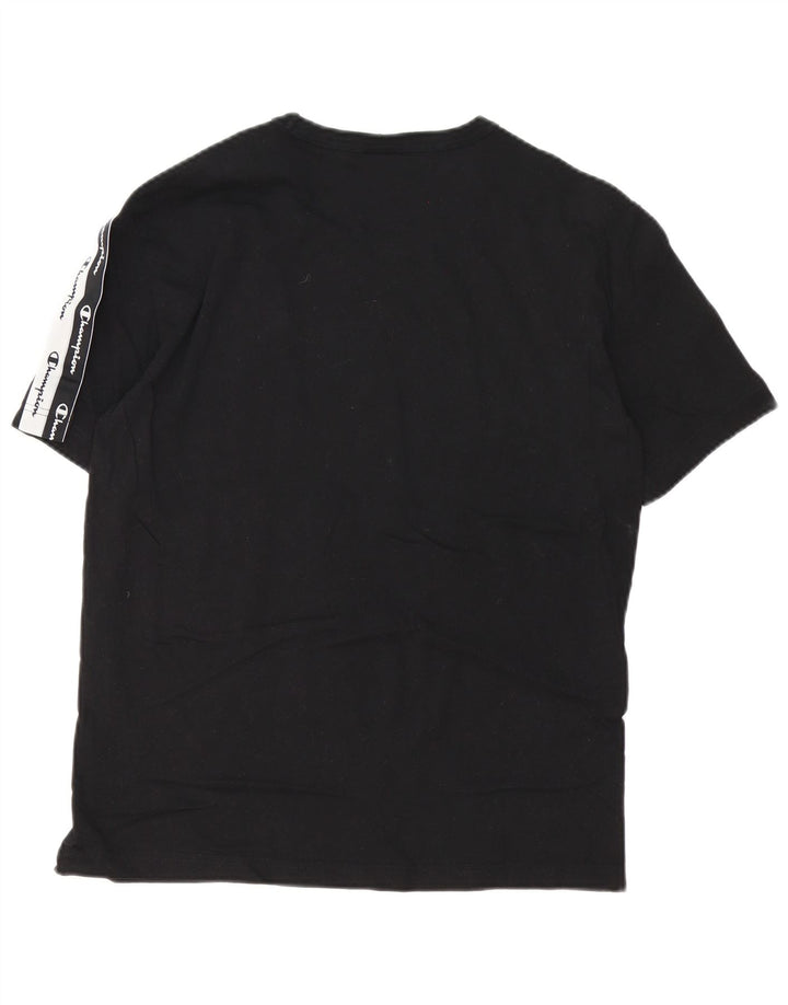 Camiseta masculina com estampa gráfica Champion médio preto colorblock algodão