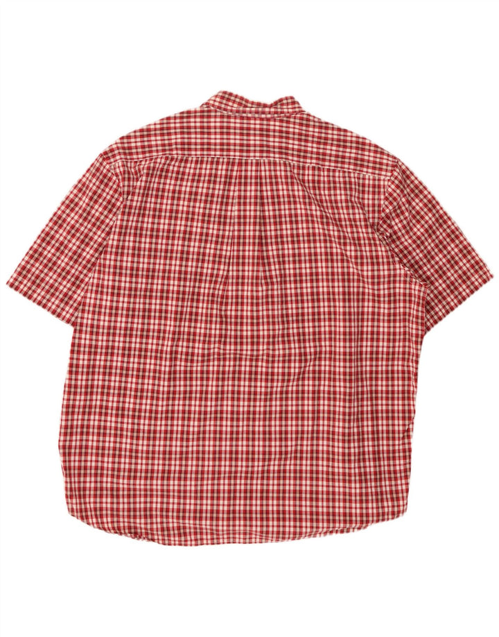 EDDIE BAUER Camisa masculina de manga curta XL de algodão xadrez vermelho