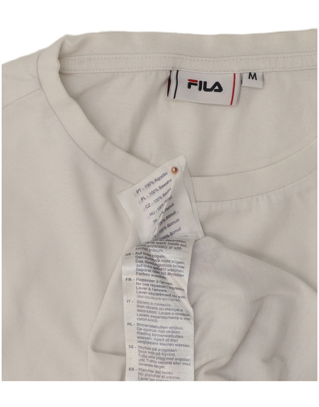 Fila Mens Graphic T-Shirt Top Médio Algodão Branco
