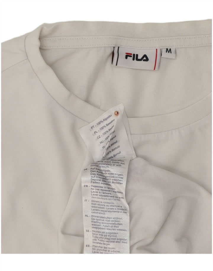 Fila Mens Graphic T-Shirt Top Médio Algodão Branco