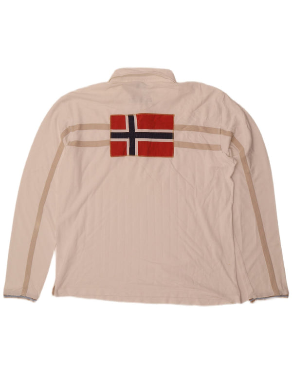 Camisa polo masculina gráfica de manga comprida Napapijri 3XL algodão branco