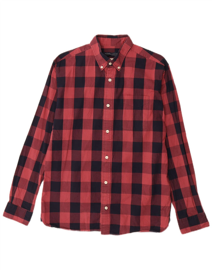 Camisa masculina Jack & Jones de algodão guingão vermelho médio