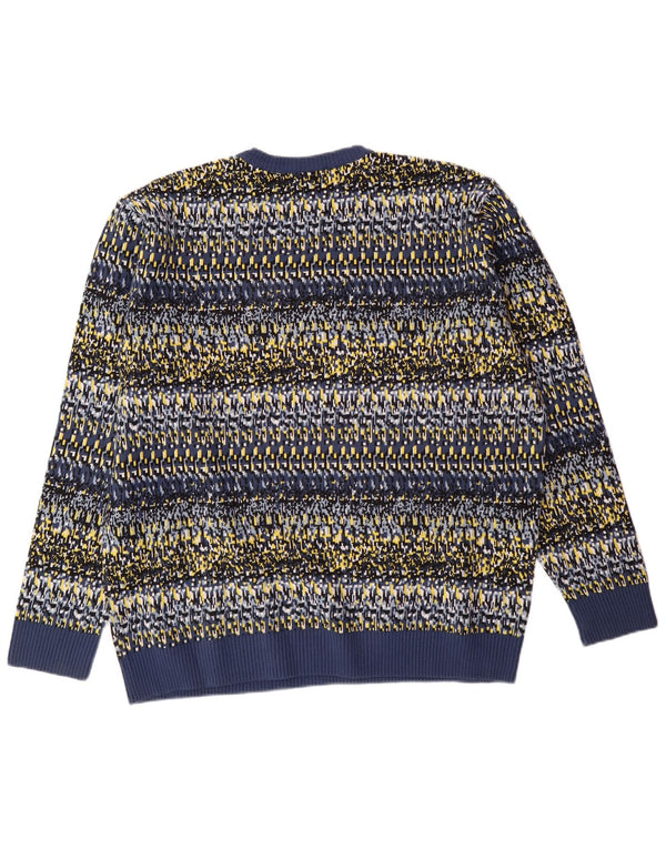 Suéter masculino LACOSTE com gola redonda tamanho 7 2XL algodão geométrico azul