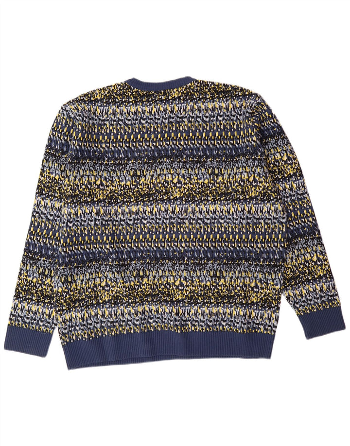 Suéter masculino LACOSTE com gola redonda tamanho 7 2XL algodão geométrico azul