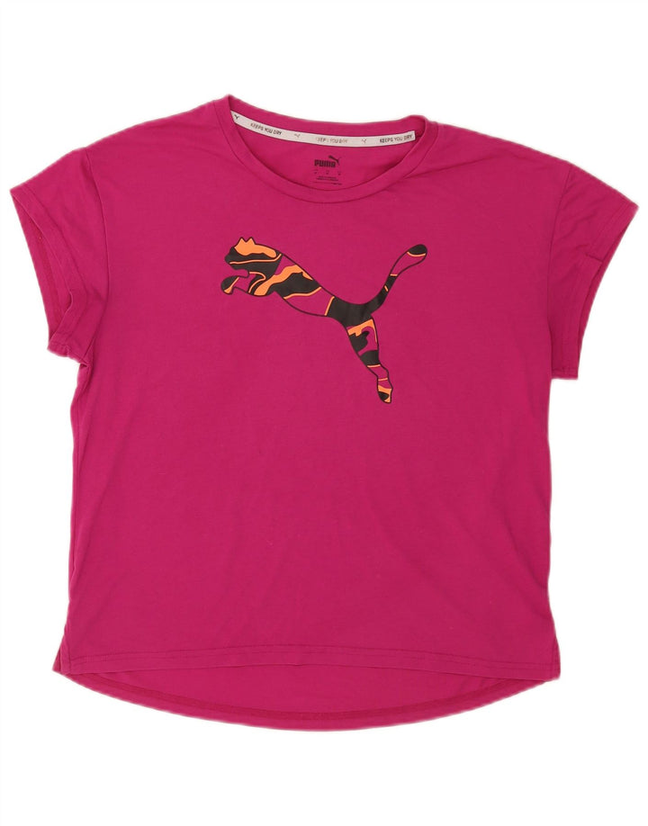 Puma Camiseta Feminina Graphic Top UK 14 Médio Rosa Poliéster