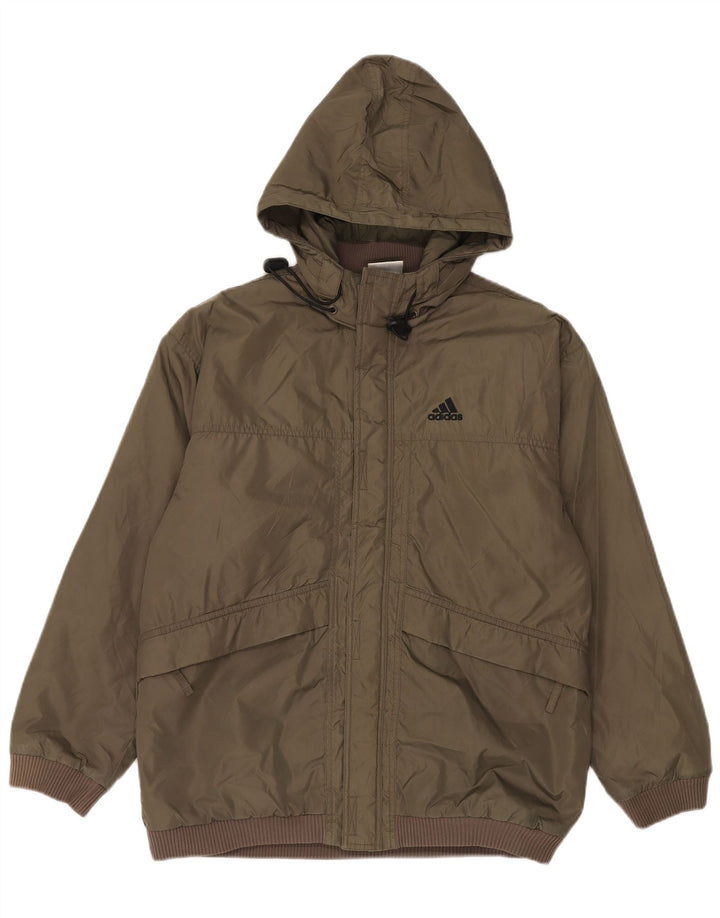 Jaqueta corta-vento com capuz Adidas meninos 15-16 anos cáqui poliamida